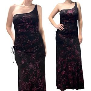 Vintage✨ | City Triangles | 90s/Y2K Stretchy Glitter Floral One Shoulder Gown